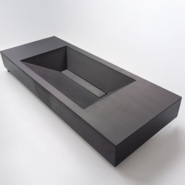 Vara XL concrete sink in matte charcoal finish with angular basin design by Unrefined